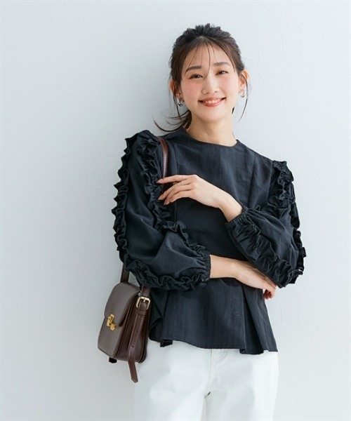 美品】SATOKA ネイビー Calla長袖ブラウス サイズF - メルカリ