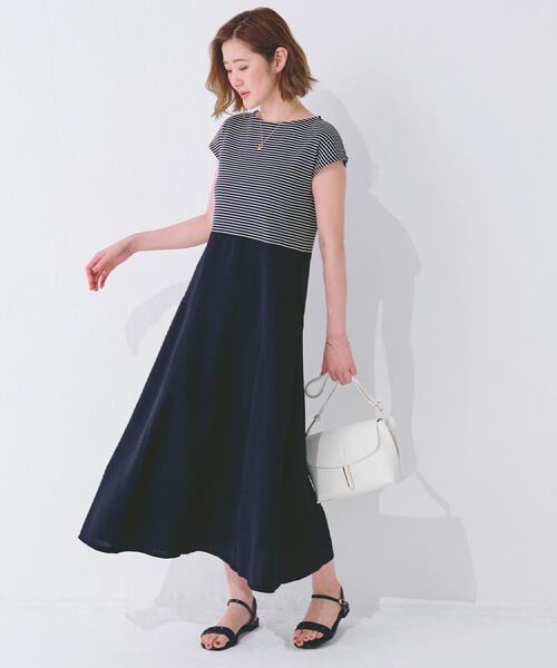 grove（グローブ）の「美シルエットなドッキングフレア切替ワンピース（ワンピース・レディース・モスグリーン/ネイビー系2/ホワイト系5/ベージュ系その他6・02/03/01/04/05）」の4枚目の写真