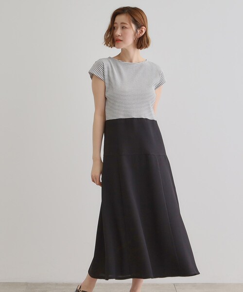 grove（グローブ）の「美シルエットなドッキングフレア切替ワンピース（ワンピース・レディース・モスグリーン/ネイビー系2/ホワイト系5/ベージュ系その他6・02/03/01/04/05）」の9枚目の写真