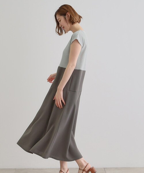 grove（グローブ）の「美シルエットなドッキングフレア切替ワンピース（ワンピース・レディース・モスグリーン/ネイビー系2/ホワイト系5/ベージュ系その他6・02/03/01/04/05）」の13枚目の写真