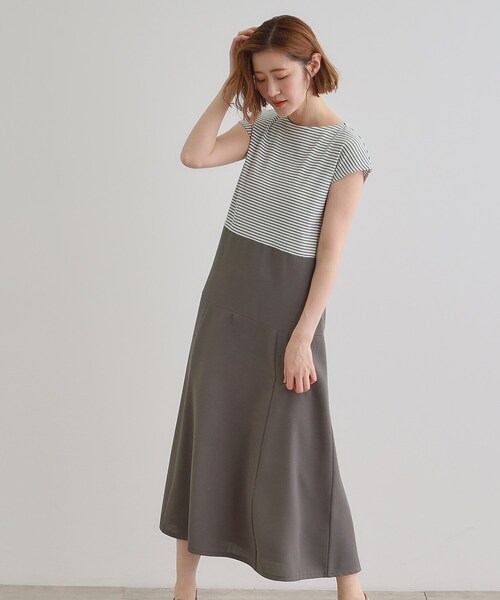 grove（グローブ）の「美シルエットなドッキングフレア切替ワンピース（ワンピース・レディース・モスグリーン/ネイビー系2/ホワイト系5/ベージュ系その他6・02/03/01/04/05）」の14枚目の写真