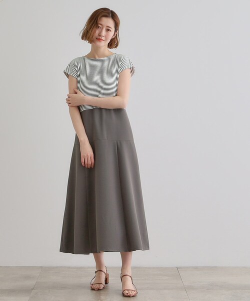 grove（グローブ）の「美シルエットなドッキングフレア切替ワンピース（ワンピース・レディース・モスグリーン/ネイビー系2/ホワイト系5/ベージュ系その他6・02/03/01/04/05）」の15枚目の写真