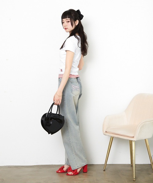 paravion（パラビオン）の「ギンガムチェックレイヤードカットTシャツ（Tシャツ/カットソー・レディース・グレー/ブルー/ブラック/ホワイト/イエロー・FREE）」の13枚目の写真