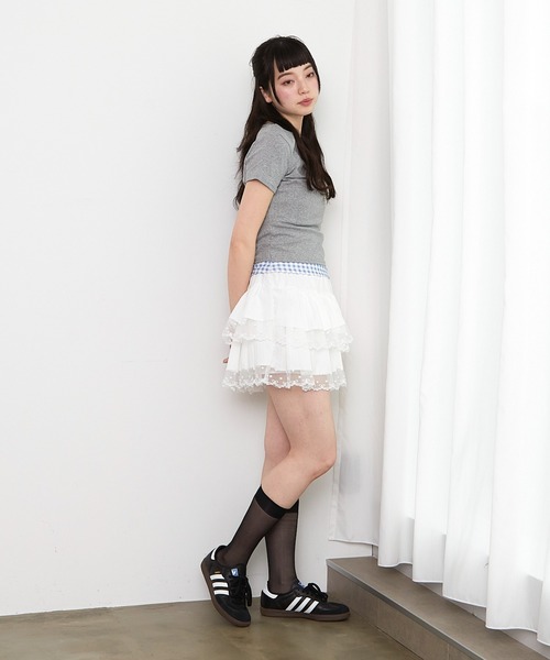 paravion（パラビオン）の「ギンガムチェックレイヤードカットTシャツ（Tシャツ/カットソー・レディース・グレー/ブルー/ブラック/ホワイト/イエロー・FREE）」の22枚目の写真