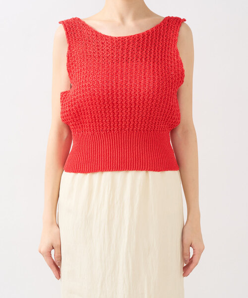 La boutique BonBon（ラブティックボンボン）の「【大人っぽカジュアル】前後２WAYざっくりクロップドベスト（ベスト・レディース・レッド/ホワイト/ミント・FREE）」の14枚目の写真