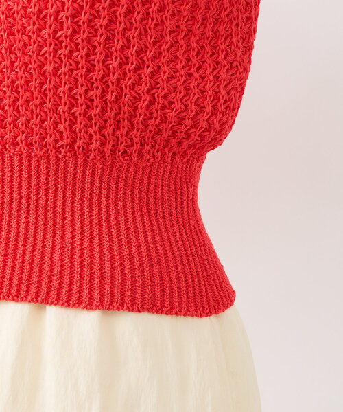 La boutique BonBon（ラブティックボンボン）の「【大人っぽカジュアル】前後２WAYざっくりクロップドベスト（ベスト・レディース・レッド/ホワイト/ミント・FREE）」の19枚目の写真