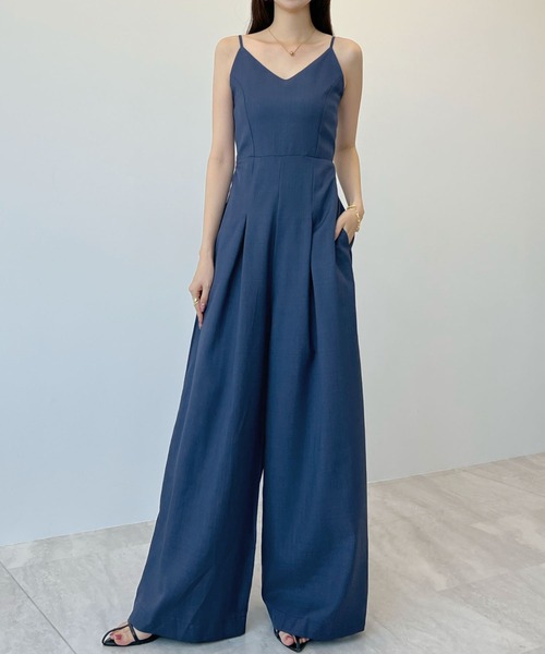 Futier land（フューティアランド）の「バックリボンキャミワイドオールインワン（つなぎ/オールインワン・レディース・ブルー/ブラック/ベージュ・MEDIUM）」の6枚目の写真