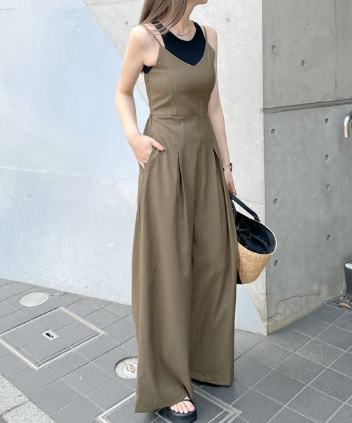 Futier land（フューティアランド）の「バックリボンキャミワイドオールインワン（つなぎ/オールインワン・レディース・ブルー/ブラック/ベージュ・MEDIUM）」の10枚目の写真