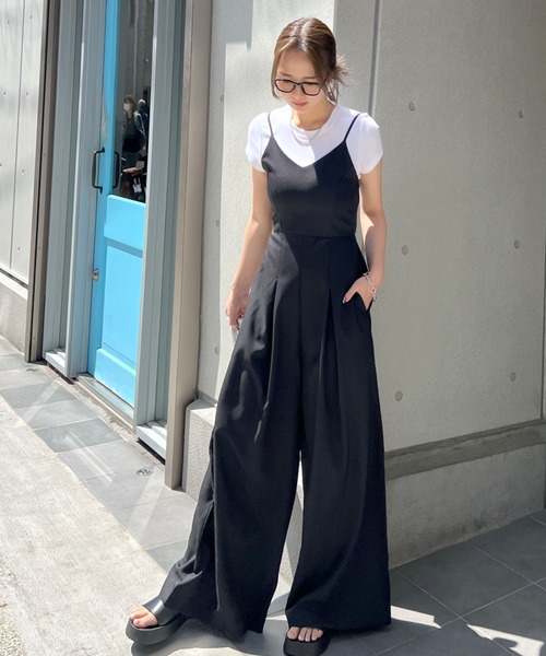 Futier land（フューティアランド）の「バックリボンキャミワイドオールインワン（つなぎ/オールインワン・レディース・ブルー/ブラック/ベージュ・MEDIUM）」の13枚目の写真