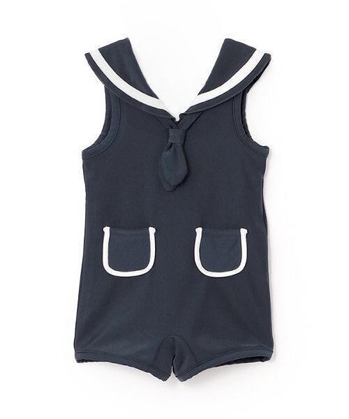 petit main(プティマイン)の「【SWIM】boysセーラー衿水着(水着・キッズ・ネイビー/アイボリー・80cm/70cm)」の1枚目の写真