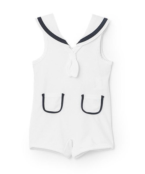 petit main(プティマイン)の「【SWIM】boysセーラー衿水着(水着・キッズ・ネイビー/アイボリー・80cm/70cm)」の2枚目の写真