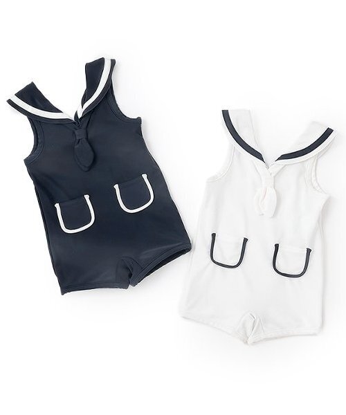petit main(プティマイン)の「【SWIM】boysセーラー衿水着(水着・キッズ・ネイビー/アイボリー・80cm/70cm)」の10枚目の写真
