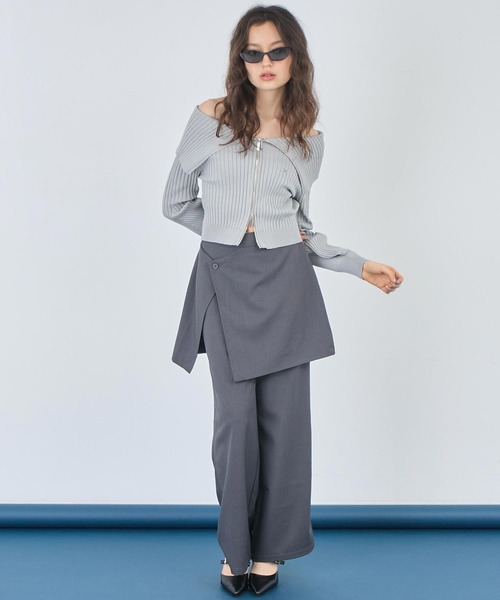 ANAP（アナップ）の「リブニットビッグカラーZIPカーディガン（カーディガン/ボレロ・レディース・ネイビー/グレー/ブラック・FREE）」の12枚目の写真