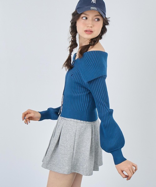 ANAP（アナップ）の「リブニットビッグカラーZIPカーディガン（カーディガン/ボレロ・レディース・ネイビー/グレー/ブラック・FREE）」の15枚目の写真