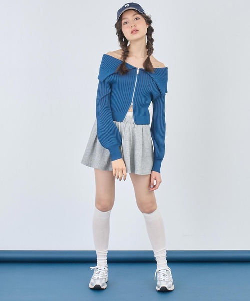 ANAP（アナップ）の「リブニットビッグカラーZIPカーディガン（カーディガン/ボレロ・レディース・ネイビー/グレー/ブラック・FREE）」の18枚目の写真