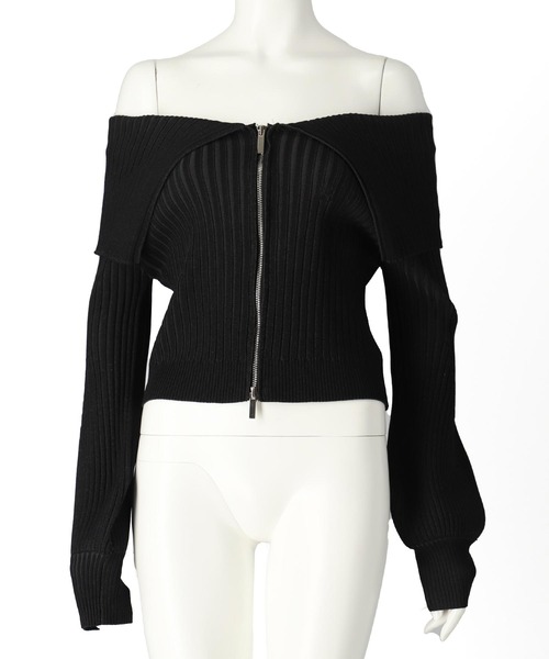 ANAP（アナップ）の「リブニットビッグカラーZIPカーディガン（カーディガン/ボレロ・レディース・ネイビー/グレー/ブラック・FREE）」の22枚目の写真