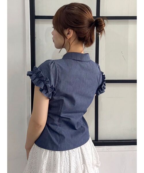 シュリンクフラワーフリルシャツ（シャツ/ブラウス）｜dazzlin