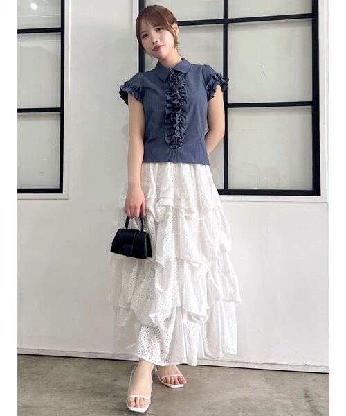 dazzlin シュリンクフラワーフリルシャツ シュリンクフラワーフリルシャツ[品番：MKSW0064941]｜dazzlin
