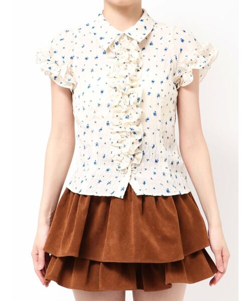 dazzlin(ダズリン)の「シュリンクフラワーフリルシャツ(シャツ/ブラウス・レディース・ブラック/ブラウン/ピンク/インディゴブルー/アイボリー・FREE)」の12枚目の写真