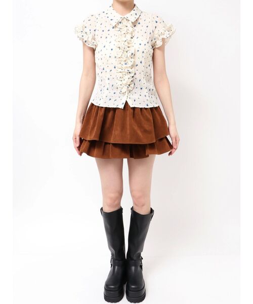 dazzlin(ダズリン)の「シュリンクフラワーフリルシャツ(シャツ/ブラウス・レディース・ブラック/ブラウン/ピンク/インディゴブルー/アイボリー・FREE)」の19枚目の写真