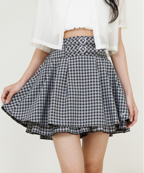 PINKHUNT（ピンクハント）の「PINKHUNT ピンクハント ダブルベルト フレアスカート風ショートパンツ 0698K（その他パンツ・キッズ・ブラック/スカイブルー系1・120cm/130cm/140cm/150cm/160cm）」の2枚目の写真