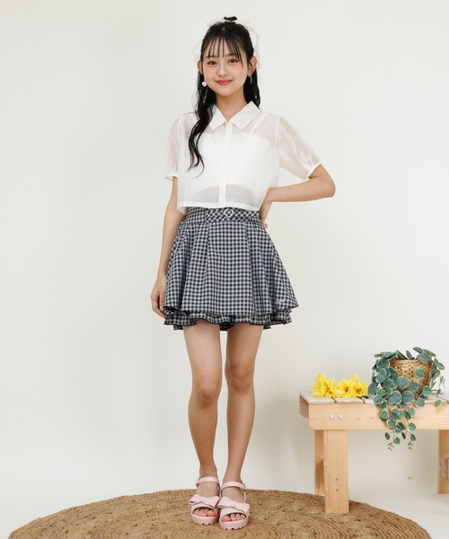 PINKHUNT（ピンクハント）の「PINKHUNT ピンクハント ダブルベルト フレアスカート風ショートパンツ 0698K（その他パンツ・キッズ・ブラック/スカイブルー系1・120cm/130cm/140cm/150cm/160cm）」の5枚目の写真