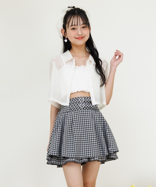 PINKHUNT（ピンクハント）の「PINKHUNT ピンクハント ダブルベルト フレアスカート風ショートパンツ 0698K（その他パンツ・キッズ・ブラック/スカイブルー系1・120cm/130cm/140cm/150cm/160cm）」の11枚目の写真