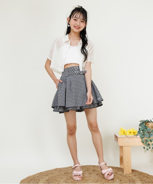 PINKHUNT（ピンクハント）の「PINKHUNT ピンクハント ダブルベルト フレアスカート風ショートパンツ 0698K（その他パンツ・キッズ・ブラック/スカイブルー系1・120cm/130cm/140cm/150cm/160cm）」の7枚目の写真