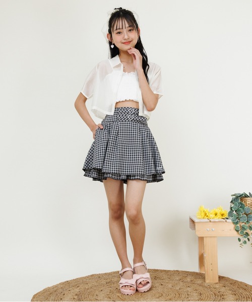 PINKHUNT（ピンクハント）の「PINKHUNT ピンクハント ダブルベルト フレアスカート風ショートパンツ 0698K（その他パンツ・キッズ・ブラック/スカイブルー系1・120cm/130cm/140cm/150cm/160cm）」の8枚目の写真