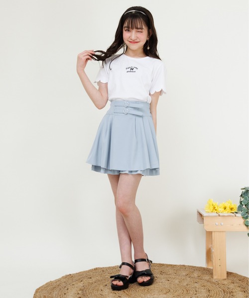 PINKHUNT（ピンクハント）の「PINKHUNT ピンクハント ダブルベルト フレアスカート風ショートパンツ 0698K（その他パンツ・キッズ・ブラック/スカイブルー系1・120cm/130cm/140cm/150cm/160cm）」の15枚目の写真