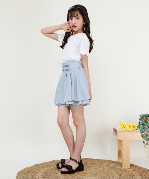 PINKHUNT（ピンクハント）の「PINKHUNT ピンクハント ダブルベルト フレアスカート風ショートパンツ 0698K（その他パンツ・キッズ・ブラック/スカイブルー系1・120cm/130cm/140cm/150cm/160cm）」の16枚目の写真