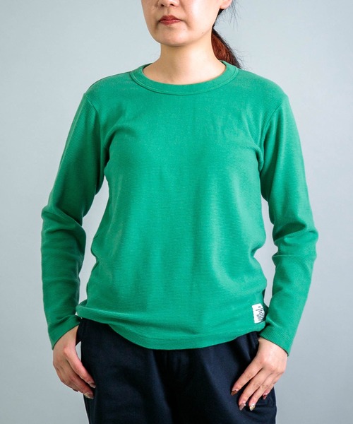 OMNIGOD（オムニゴッド）の「[OMNIGOD womens / オムニゴッド] KLフライス ロングスリーブＴシャツ（Tシャツ/カットソー・レディース・ブラック/グリーン/ホワイト/ライトグレー・3/2）」の4枚目の写真