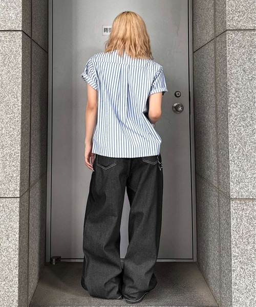 sedacle（セダクル）の「ラインストーンチェックシャツ（シャツ/ブラウス・レディース・ダークパープル/ネイビー/レッド/ライトブルー/サックスブルー/ピンク・SMALL/MEDIUM/LARGE）」の7枚目の写真