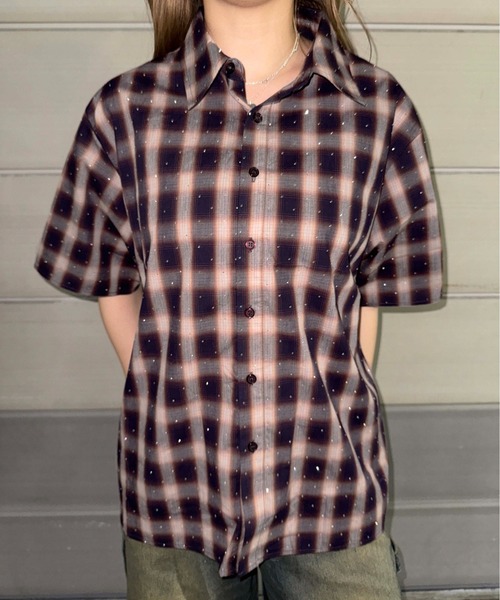 ラインストーンチェックシャツ（シャツ/ブラウス）｜sedacle（セダクル