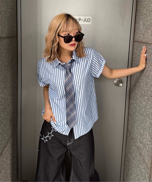 sedacle（セダクル）の「ラインストーンチェックシャツ（シャツ/ブラウス・レディース・ダークパープル/ネイビー/レッド/ライトブルー/サックスブルー/ピンク・SMALL/MEDIUM/LARGE）」の21枚目の写真