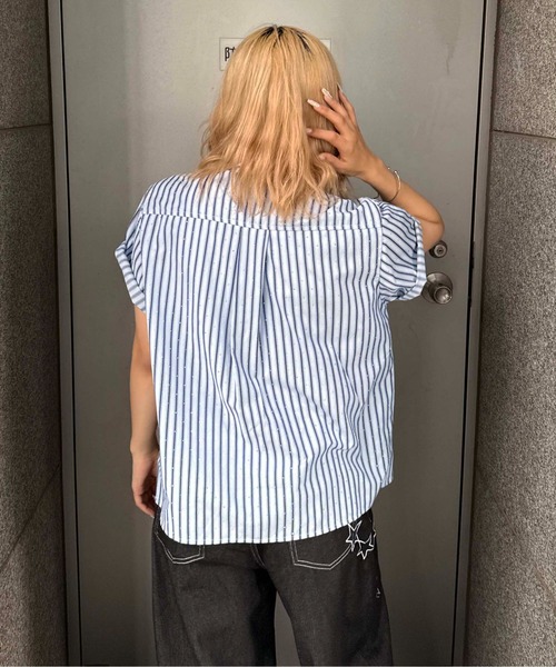 sedacle(セダクル)の「ラインストーンチェックシャツ(シャツ/ブラウス・レディース・ダークパープル/ネイビー/レッド/ライトブルー/サックスブルー/ピンク・SMALL/MEDIUM/LARGE)」の10枚目の写真