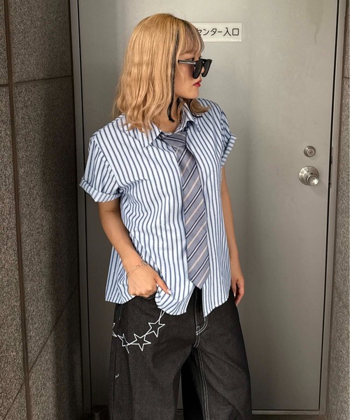 sedacle(セダクル)の「ラインストーンチェックシャツ(シャツ/ブラウス・レディース・ダークパープル/ネイビー/レッド/ライトブルー/サックスブルー/ピンク・SMALL/MEDIUM/LARGE)」の11枚目の写真
