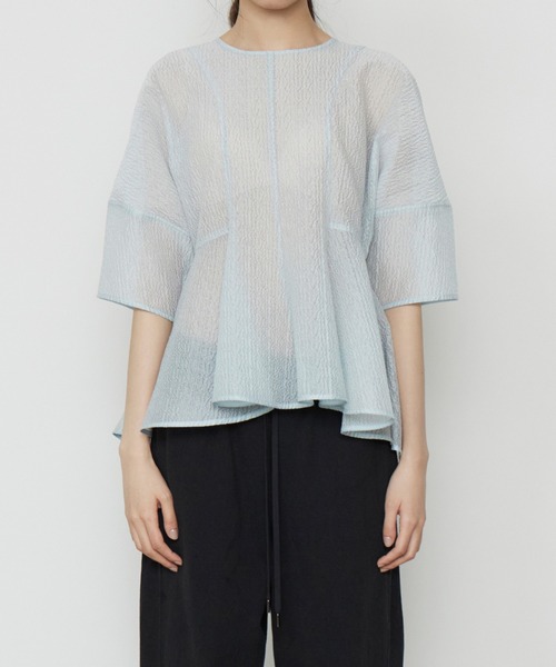 LE CIEL BLEU(ルシェルブルー)の「シアージャカードブラウス / Sheer Jacquard Blouse(シャツ/ブラウス・レディース・オフホワイト/ライトブルー/ブラック・38/36)」の15枚目の写真