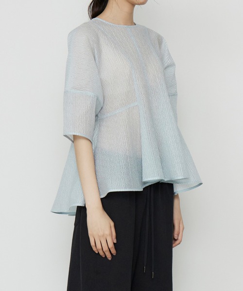 LE CIEL BLEU(ルシェルブルー)の「シアージャカードブラウス / Sheer Jacquard Blouse(シャツ/ブラウス・レディース・オフホワイト/ライトブルー/ブラック・38/36)」の14枚目の写真