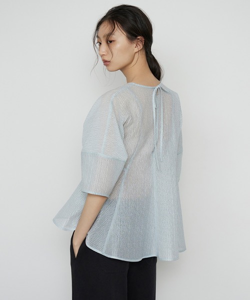 LE CIEL BLEU(ルシェルブルー)の「シアージャカードブラウス / Sheer Jacquard Blouse(シャツ/ブラウス・レディース・オフホワイト/ライトブルー/ブラック・38/36)」の12枚目の写真