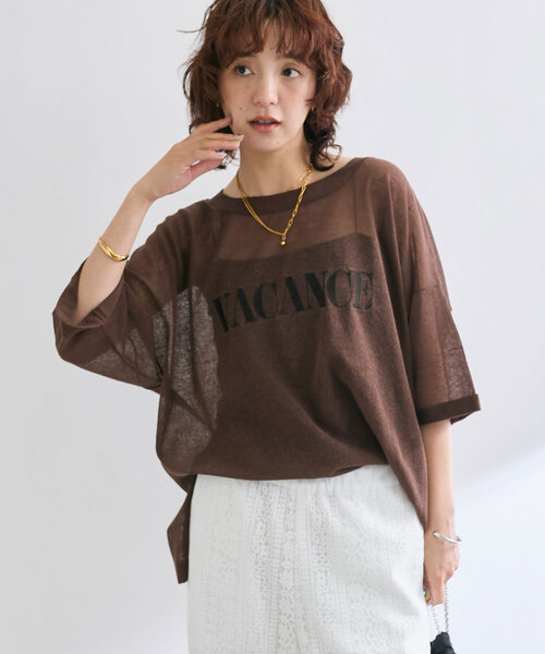 RIVE DROITE（リヴドロワ）の「【遊び心◎】シアーロゴニット（ニット/セーター・レディース・ブラック/ブラウン/オフホワイト・FREE）」の3枚目の写真