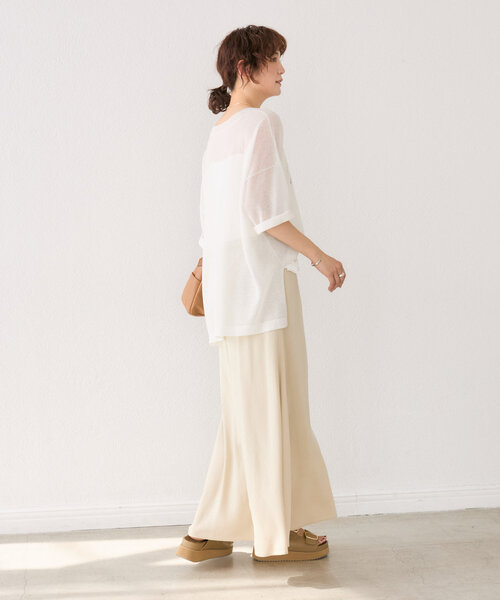 RIVE DROITE（リヴドロワ）の「【遊び心◎】シアーロゴニット（ニット/セーター・レディース・ブラック/ブラウン/オフホワイト・FREE）」の13枚目の写真