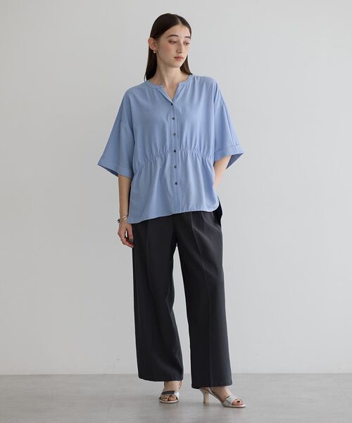 Editt by YECCA VECCA（エディットバイイェッカヴェッカ）の「ギャザーデザイン配色シャツ（シャツ/ブラウス・レディース・カーキ/サックスブルー/ネイビー・FREE）」の15枚目の写真