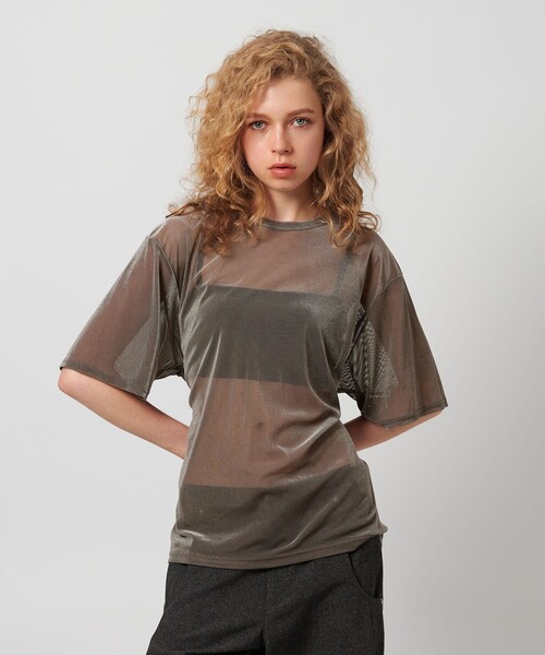 ATTISESSION アティセッション メッシュ ベロア Tシャツ セール】＜ATTISESSION＞メッシュ ベロア Tシャツ（Tシャツ