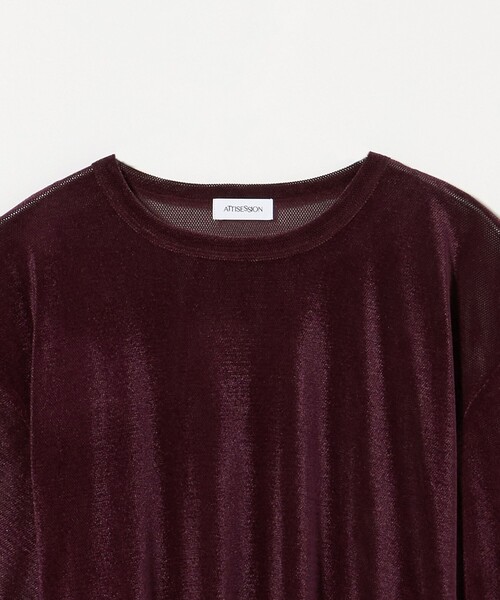 ＜ATTISESSION＞メッシュ ベロア Tシャツ　値下げ中！ ATTISESSION tシャツ 「ATTISESSION」メッシュ ベロア Tシャツ