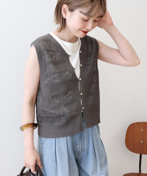 【一点物】EXTRI&KIMIKO 若月キミコ　レース編み変形ニットベスト 楽天市場】【869】Simple Seed Stitch Vest Recipe【編み物