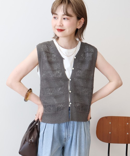 AMERICAN HOLIC(アメリカンホリック)の「【前後2WAY】レース編みニットベスト(ベスト・レディース・アイボリー/その他6/ブラック/チャコールグレー・M/L)」の11枚目の写真