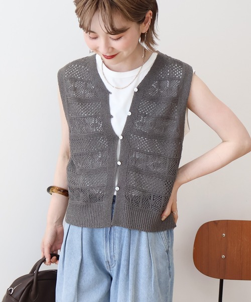 AMERICAN HOLIC(アメリカンホリック)の「【前後2WAY】レース編みニットベスト(ベスト・レディース・アイボリー/その他6/ブラック/チャコールグレー・M/L)」の10枚目の写真