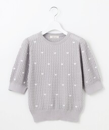 Feroux（フェルゥ）の「【洗える】ハーフスリーブ ハート刺繍 ニット（ニット/セーター）」