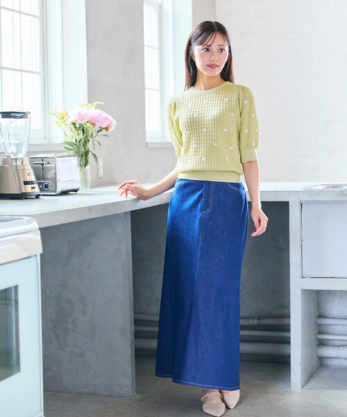 Feroux(フェルゥ)の「【洗える】ハーフスリーブ ハート刺繍 ニット(ニット/セーター・レディース・パープル系/ライトイエロー系/ピンク系・F)」の17枚目の写真
